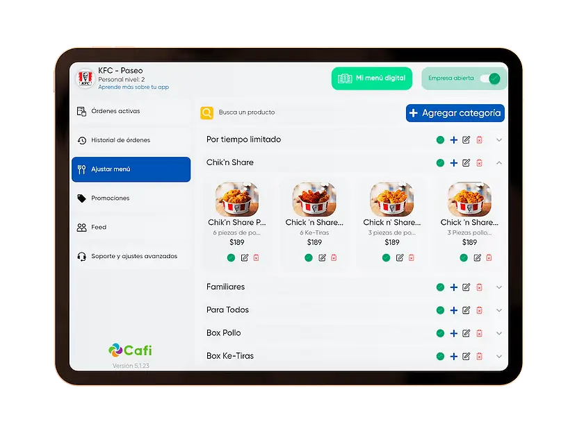 Cafi store app for restaurants and local businesses to receive orders