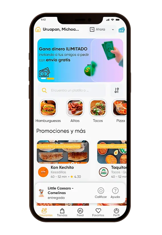 Cafi delivery app on smartphone for customer ordering