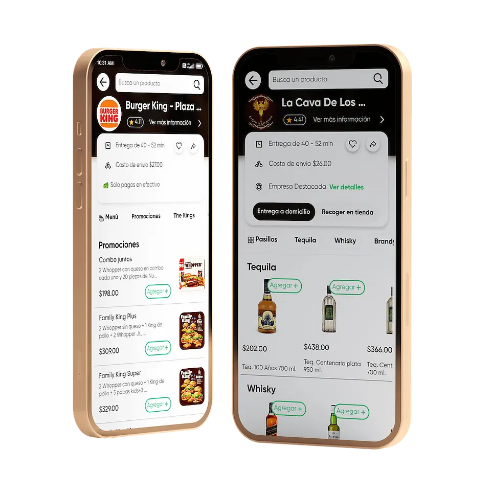 Cafi white label super app running on multiple smartphones